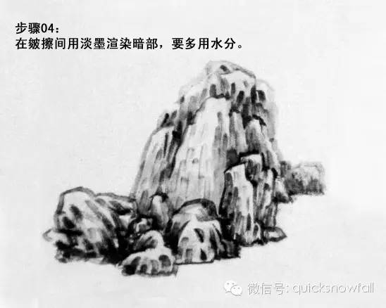 山水画斧劈皴山石画法,阿金山水画技法山石画法