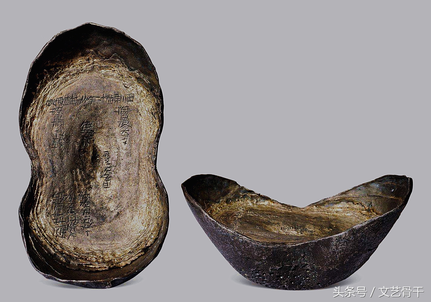 明代湘省银锭50两,古币源兴银锭十两价格