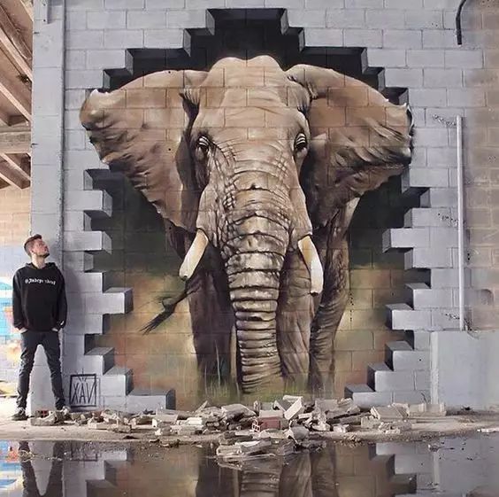 唯美3d画墙绘,破墙而出3d墙绘作品