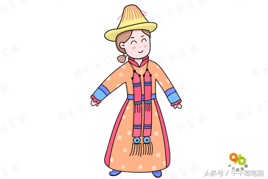 少数民族服饰简笔画超简单,广西少数民族服饰简笔画