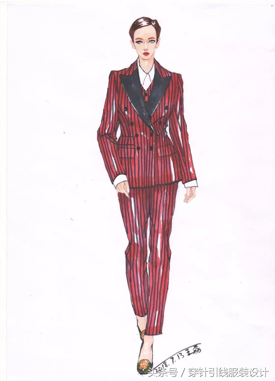 线元素服装款式图画法,流行服装手绘款式图片大全