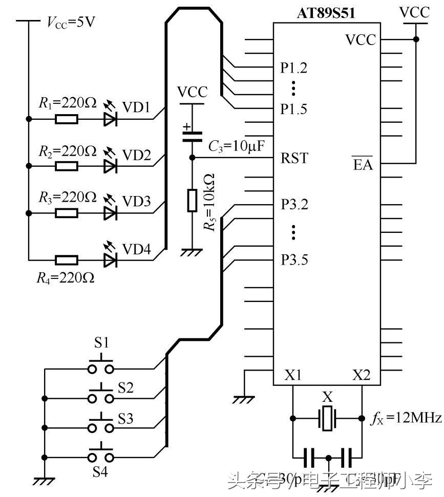 单片机图文编程入门教程,解读单片机的电路原理图