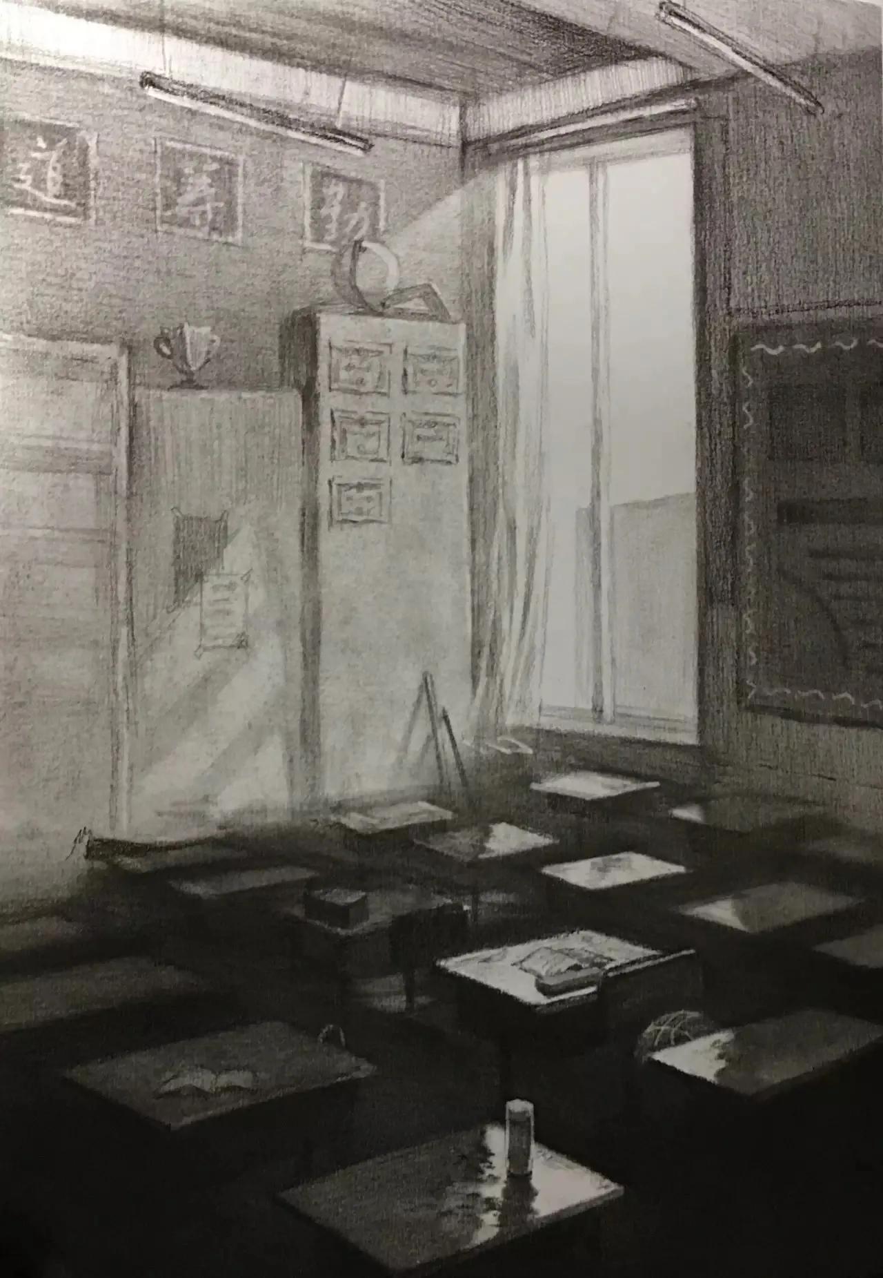 清华校考场景素描高分卷,清华素描场景高分卷技法