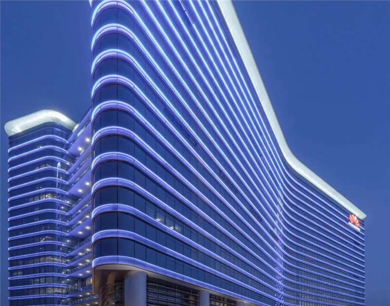 华为总部大楼震撼,华为照明