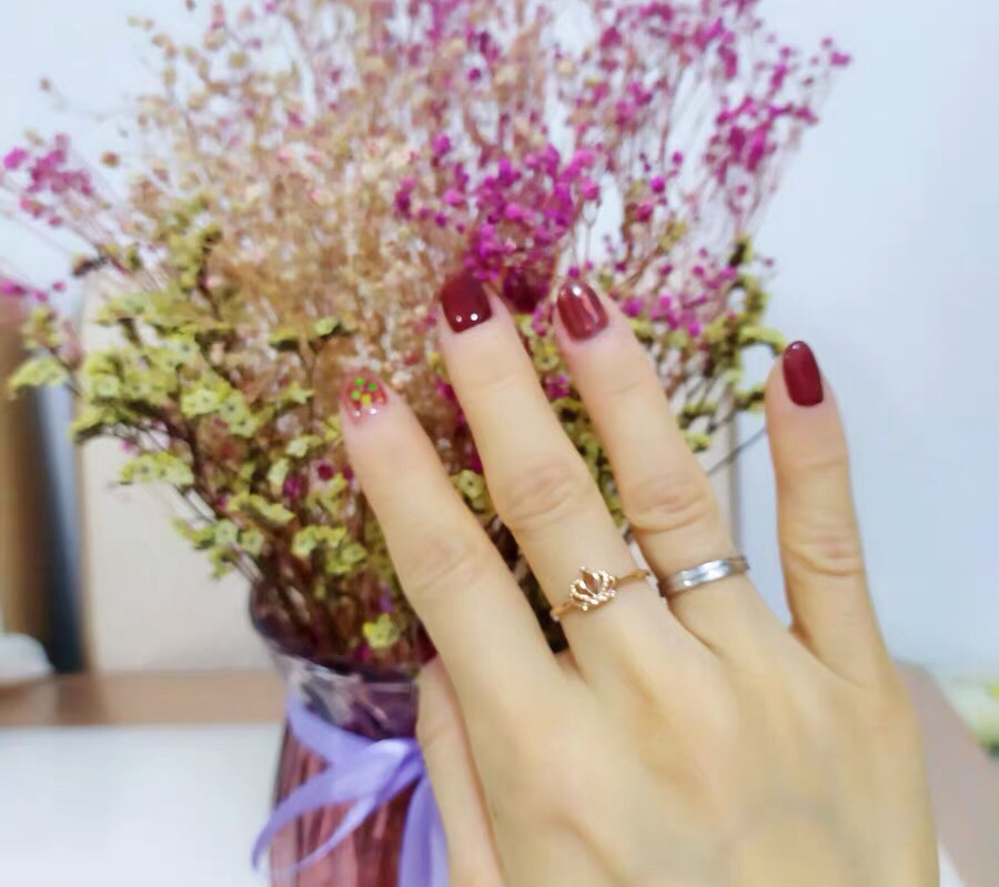 18k玫瑰金戒指皇冠二合一,黄金戒指粗点女款时尚个性