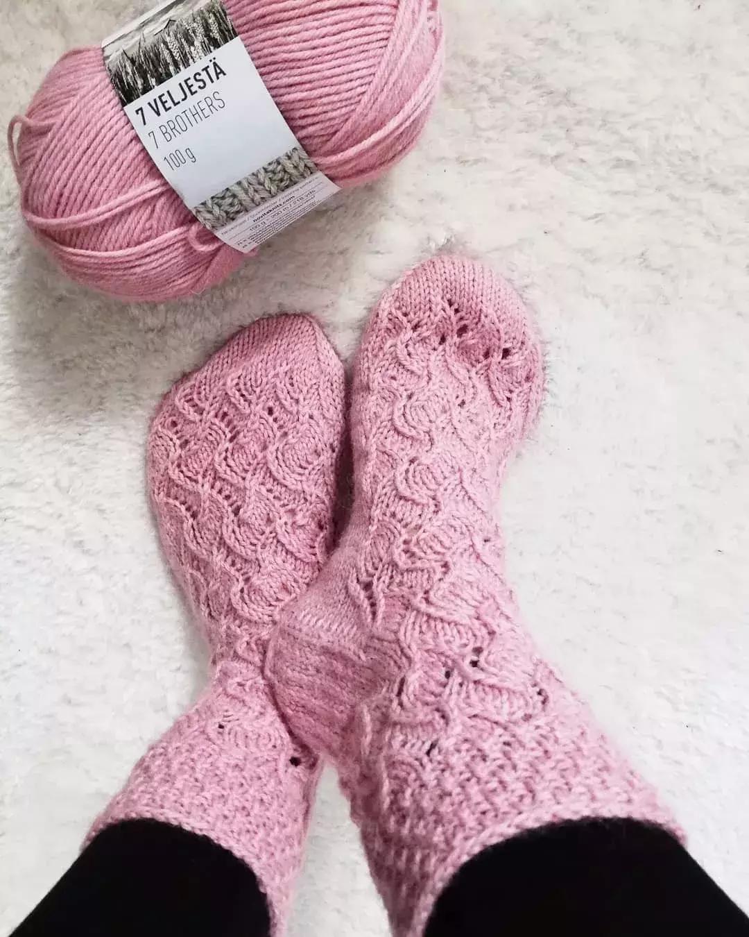 好看毛线袜棒针编织,简单厚实的毛线袜花样