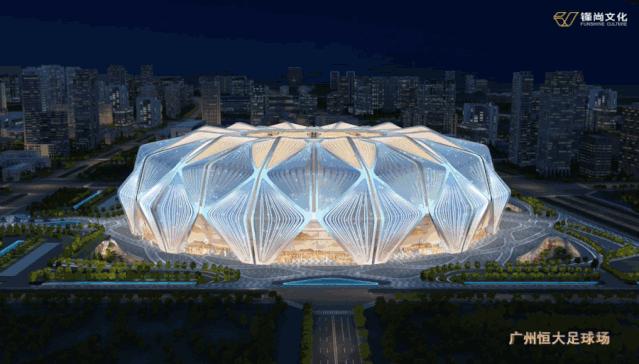 恒大十万人专业足球场图片,恒大十万人球场灯光效果图