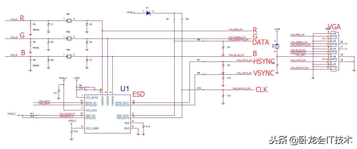 pcb板vga接口10根线的线序,vga接口pcb布线