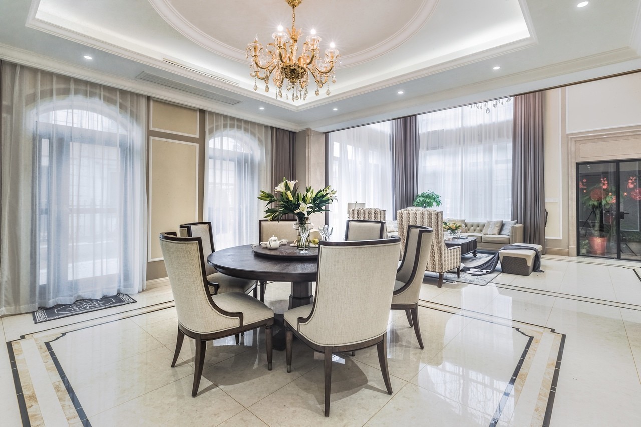 九溪墅精装修效果图,世茂九溪墅国风合院别墅