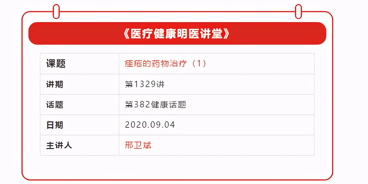 邢卫斌讲健康——*疮痤**的药物治疗(1)