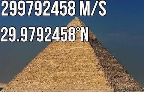 胡夫金字塔北纬29.9792458度，和光速一样，是巧合还是另有深意!