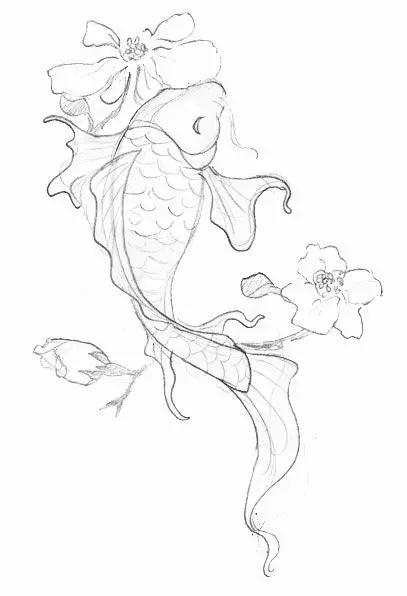 转运锦鲤简笔画,简笔画100种锦鲤图片