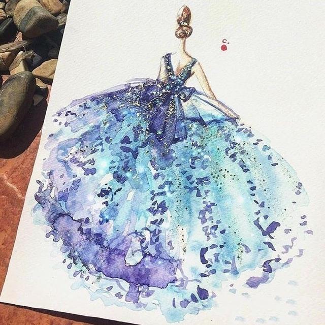 服装设计礼服素描手稿,著名设计师服装设计手稿