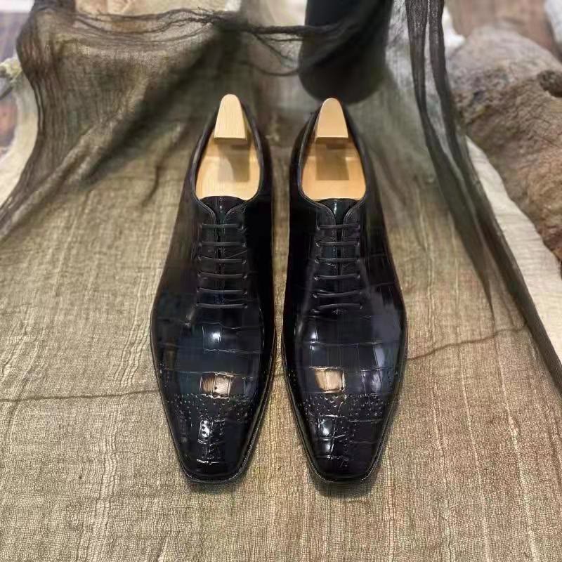 男士鳄鱼真皮手工定制皮鞋,手工鳄鱼皮鞋定制