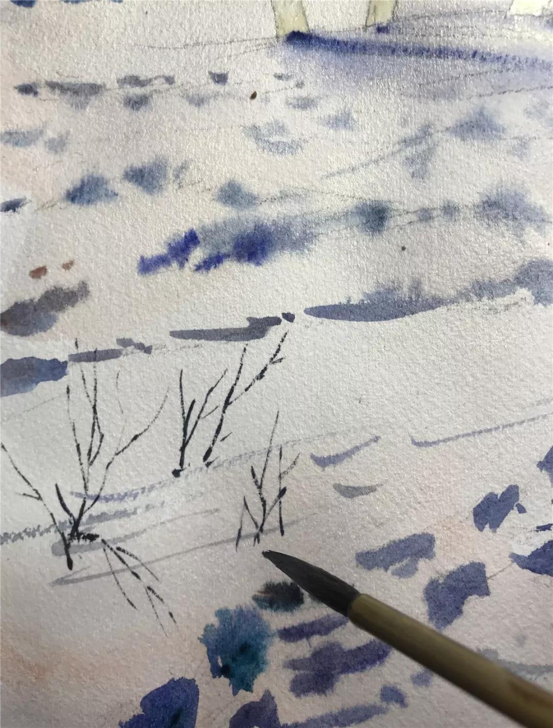 100幅风景写生水粉画教程,如何画雪景图水彩画教程