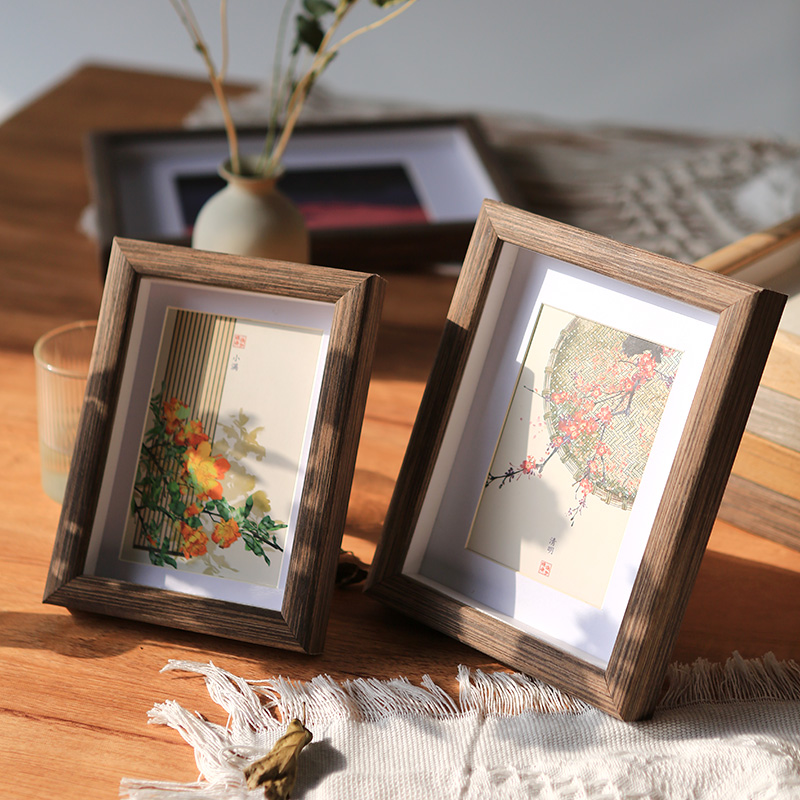 a4画框装裱实木,正方形宣纸实木画框中式装裱字画