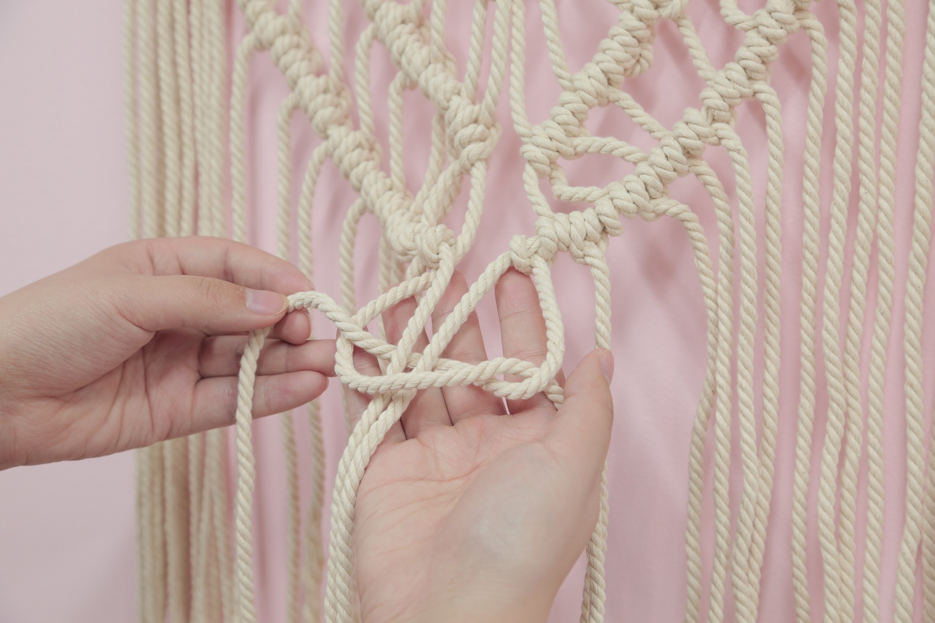 挂毯流苏编织绳教程,棉绳挂毯教程简单版