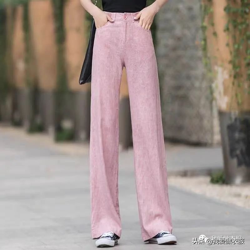 秋冬阔脚裤子的裁剪图,春季窄版宽腿裤垂感