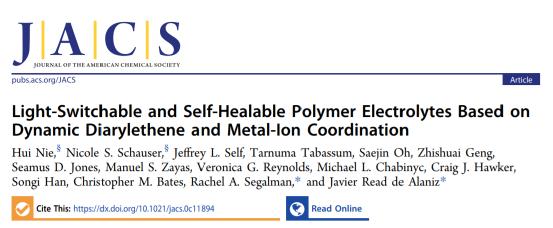 加州大学圣巴巴拉《JACS》光开关和自修复高分子聚合物电解质