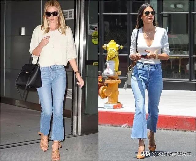今年最火的喇叭裤窄版阔腿牛仔裤,今年最火的裤子显瘦喇叭裤