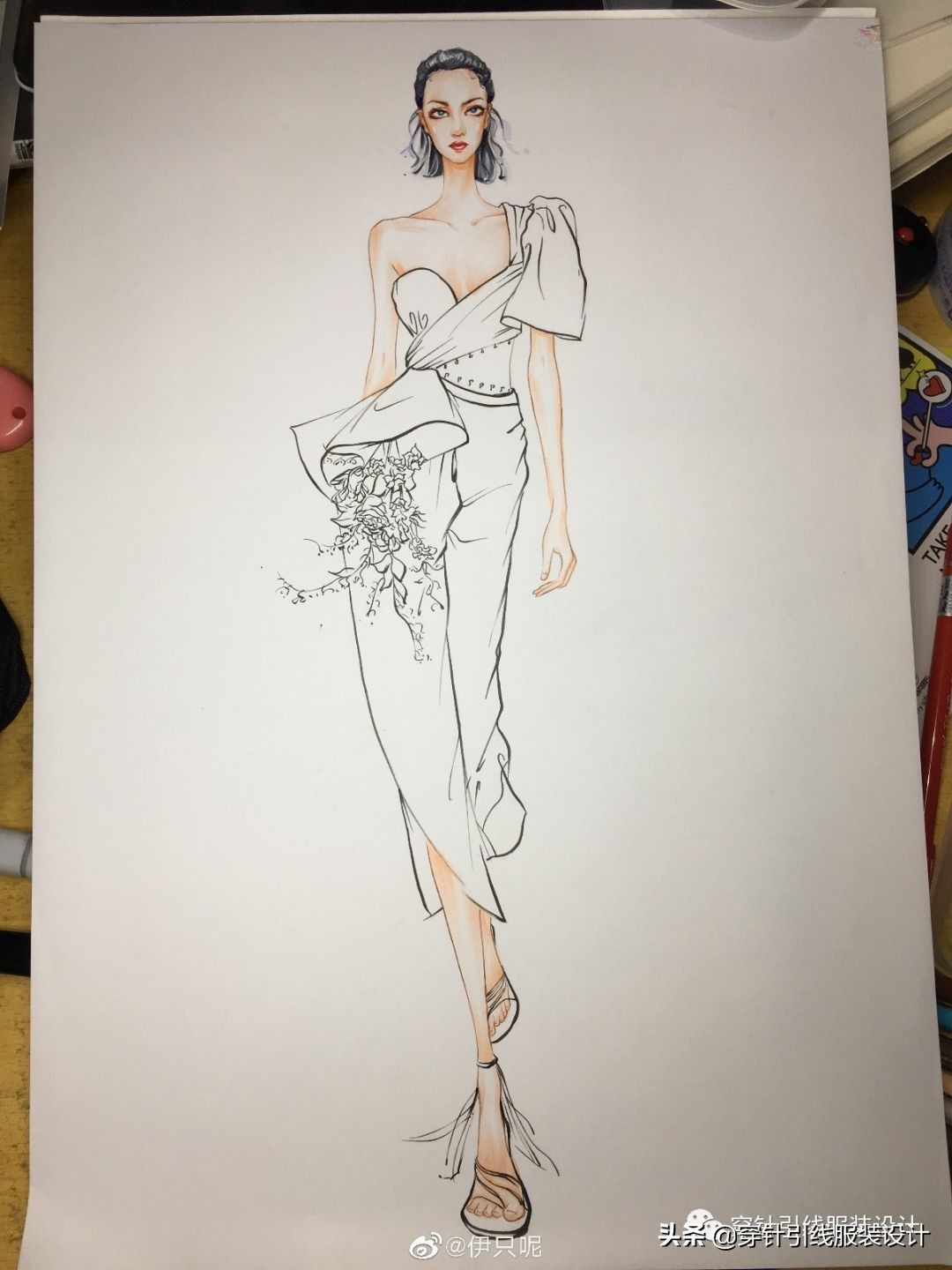 礼服服装效果图手绘,西装手绘服装效果图