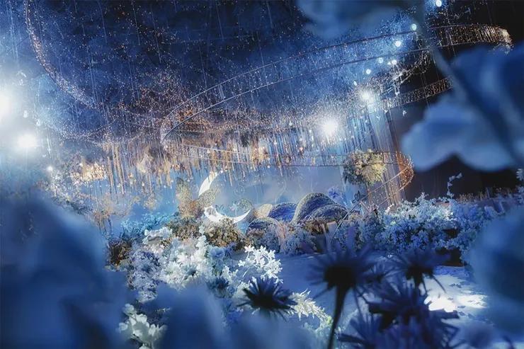 一场神秘浪漫的星空婚礼主题,奢华梦幻蓝色星空婚礼