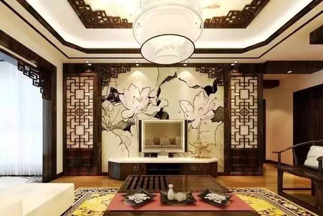 最简单大气的中式电视背景墙,客厅中式风格背景墙图片