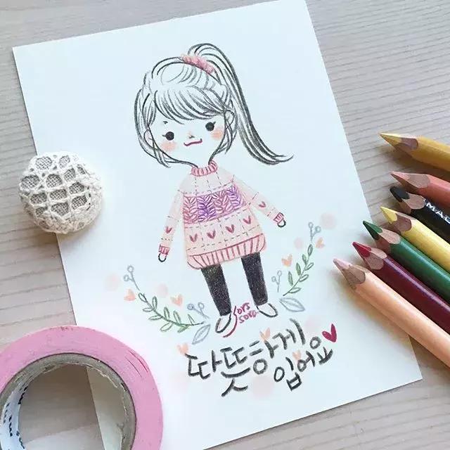 彩铅画古风人物简笔画,彩铅荷花简笔画几分钟就能学会