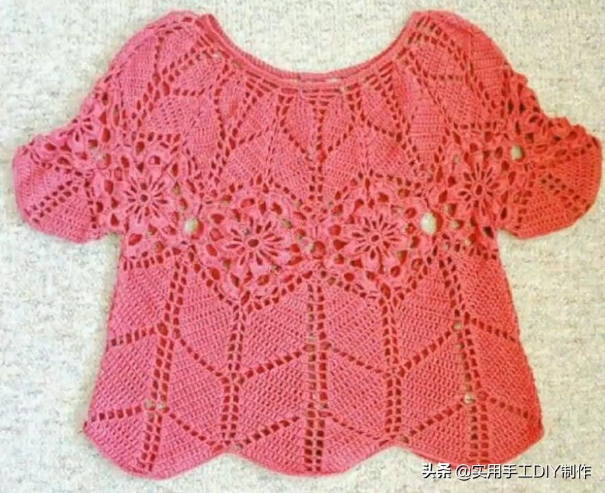 云帛蕾丝圆领披肩钩针图解,蕾丝棒针花样图解