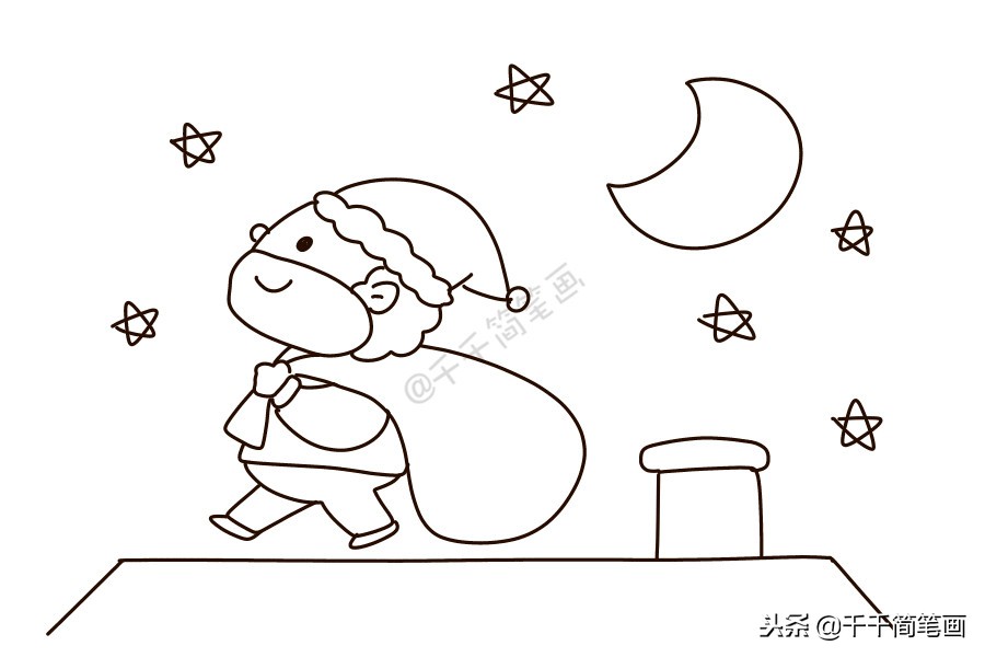 圣诞老人简笔画你收到礼物了吗,圣诞礼物盒简笔画