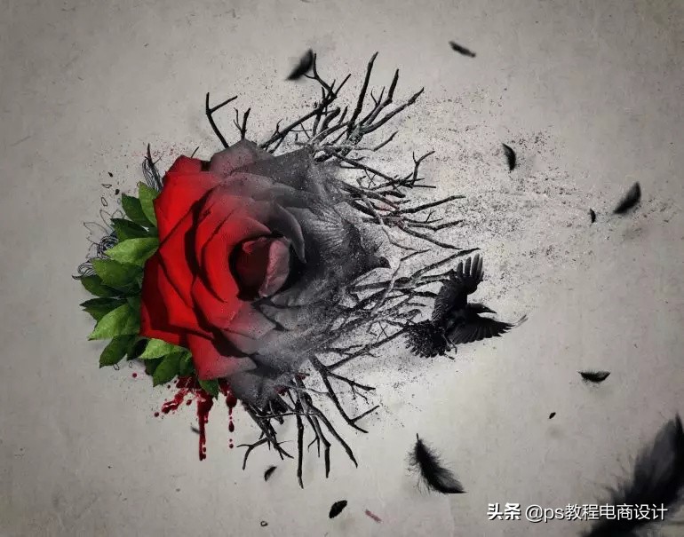 ps怎么把玫瑰变成金黄色,ps蝴蝶和鲜花合成