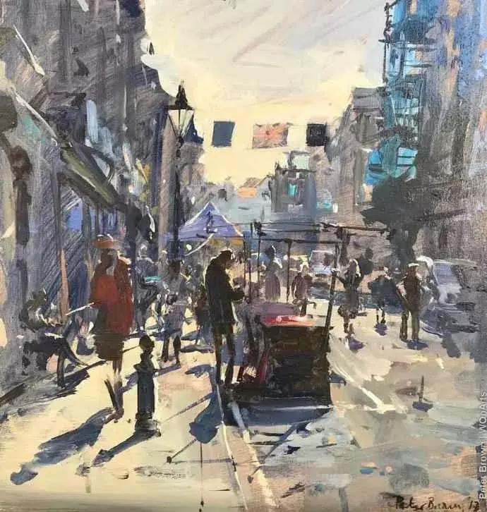 欧洲油画秋日街景,peterbrown油画从哪里买