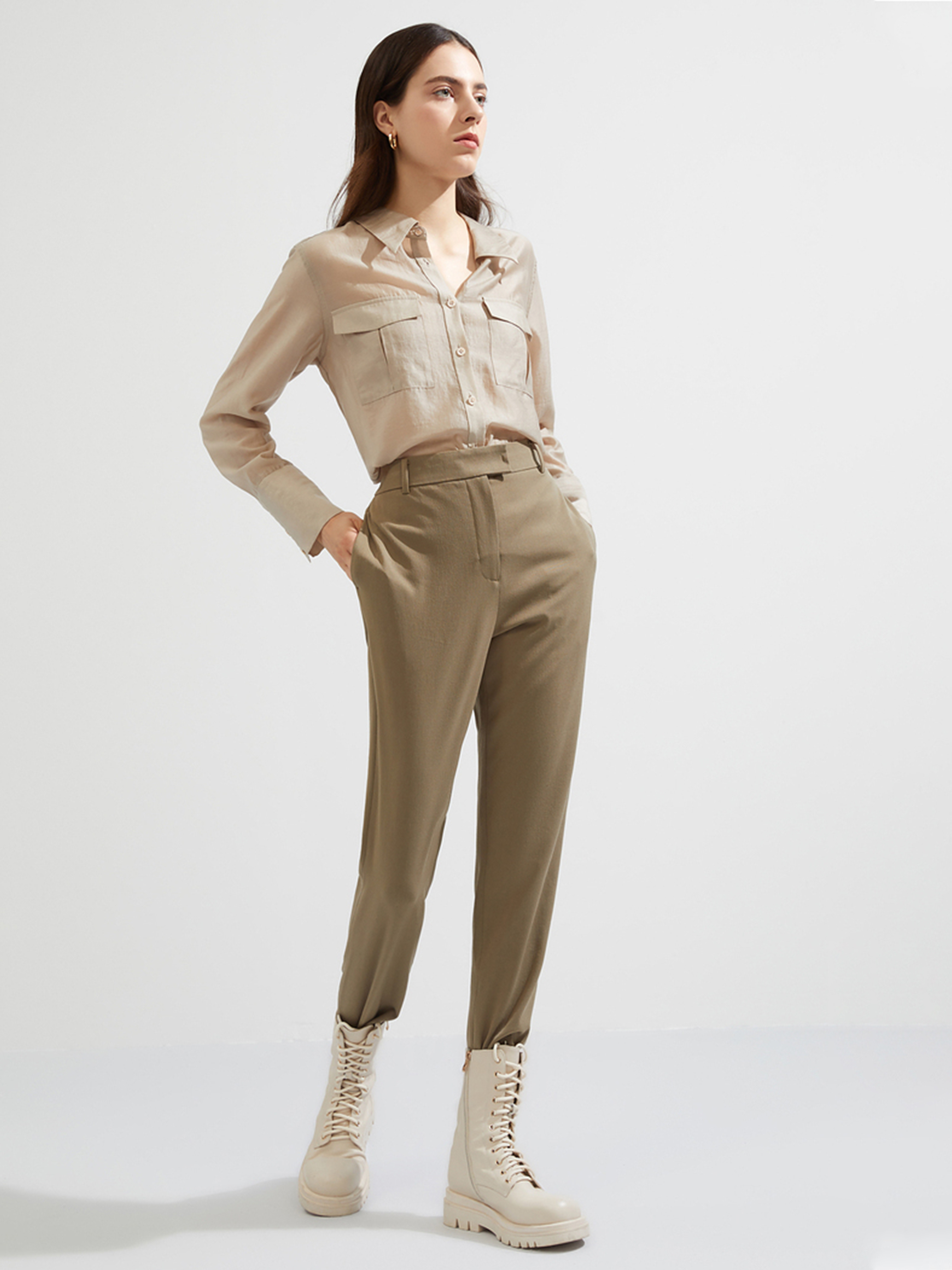 朗姿lncy优雅穿搭,朗姿法式简奢衬衫