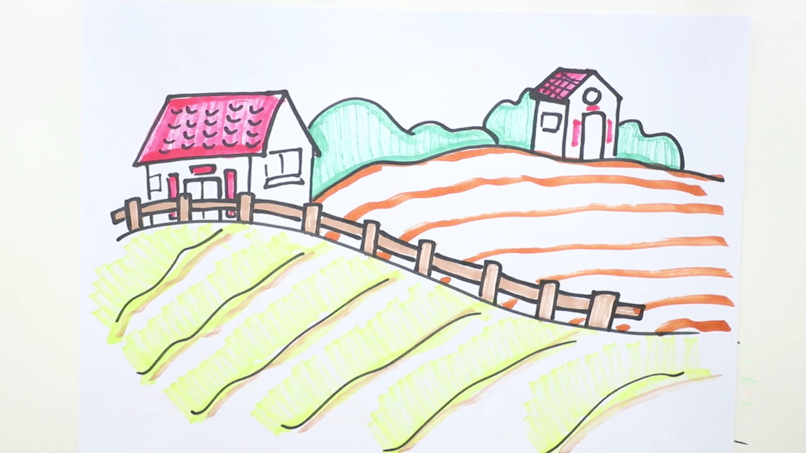 乡村美景怎么画,乡村美景怎么画梯田