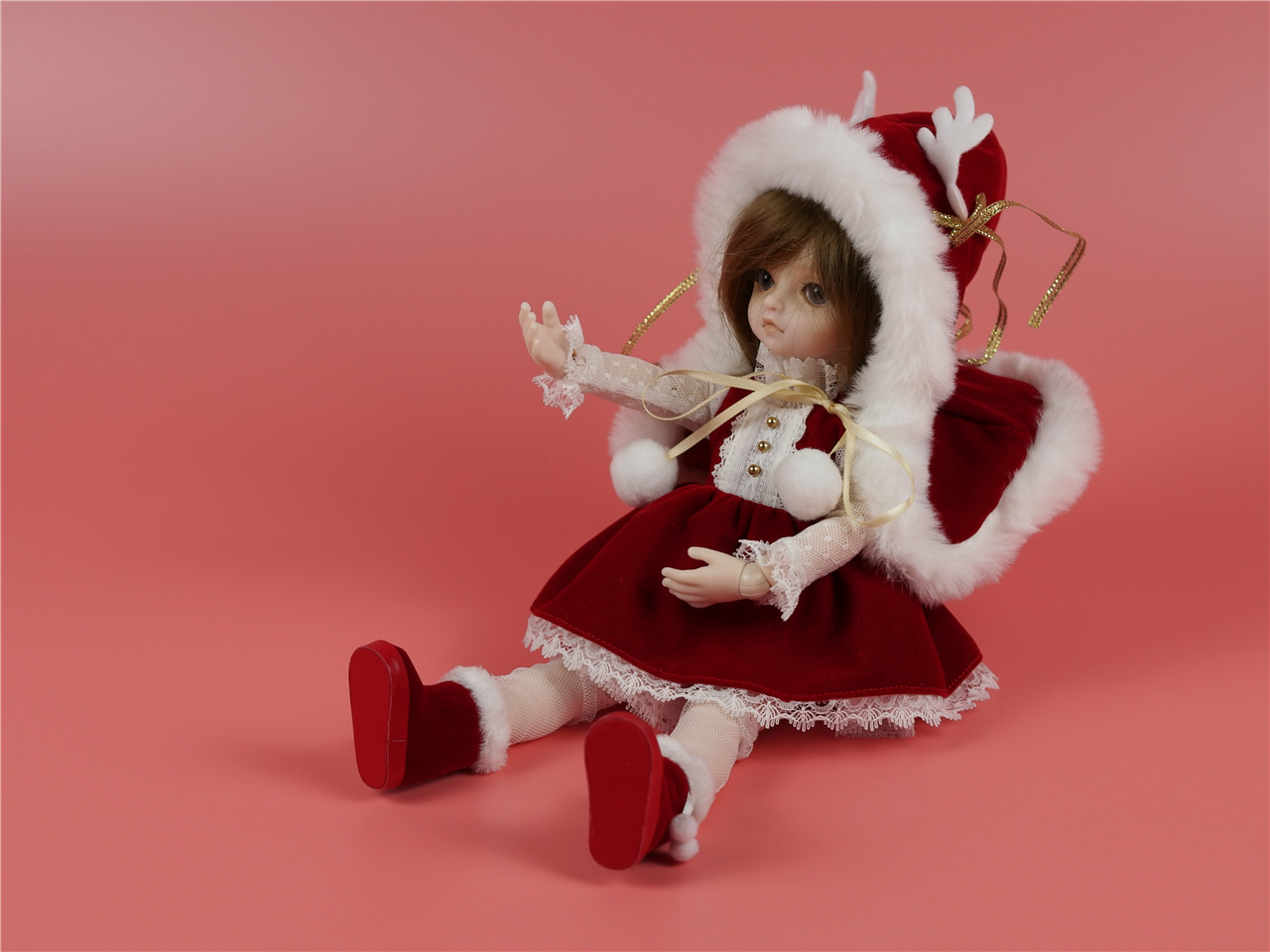bjd圣诞娃娃,圣诞节到了买个苹果