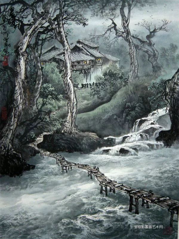 曾刚彩墨山水画公益讲座视频,曾刚彩墨山水画巨幅创作视频