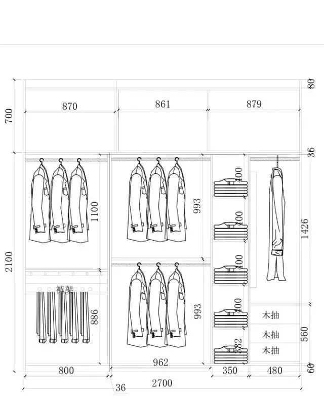 零基础怎样出衣柜结构图,各种尺寸衣柜布局尺寸图