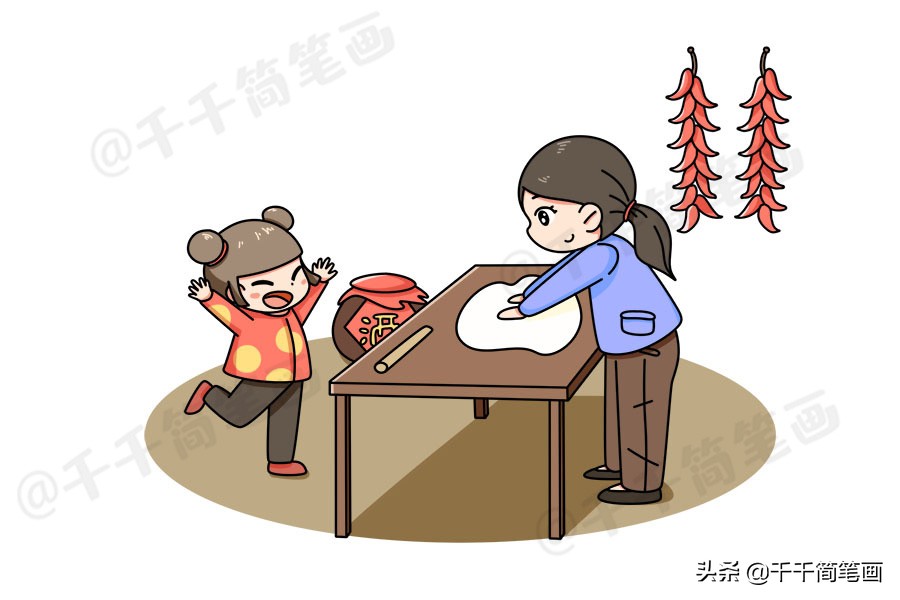 鼠年新年主题简笔画大全,鼠年元旦节简笔画大全