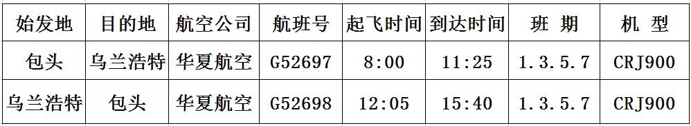 2022年乌兰浩特飞机直达航线,乌兰浩特机场航班最新明细