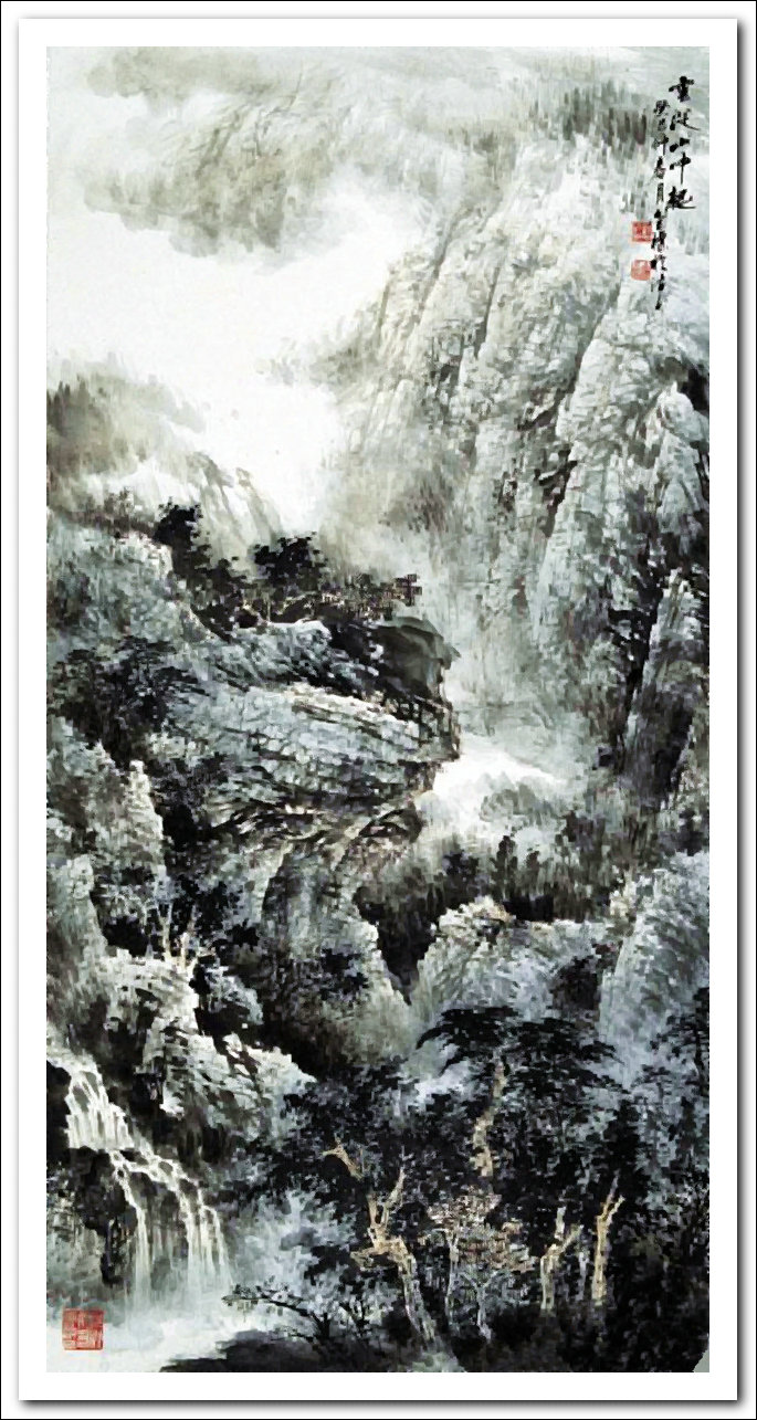 溪山山水画作品,郭金标高清山水画