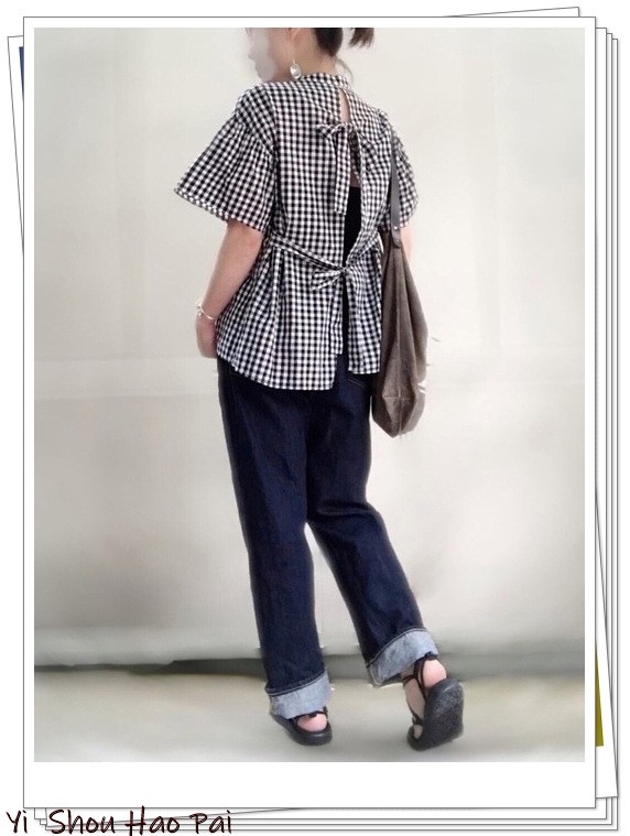 夏季格子衬衫搭配50岁,新款格子衬衫时尚潮流穿搭