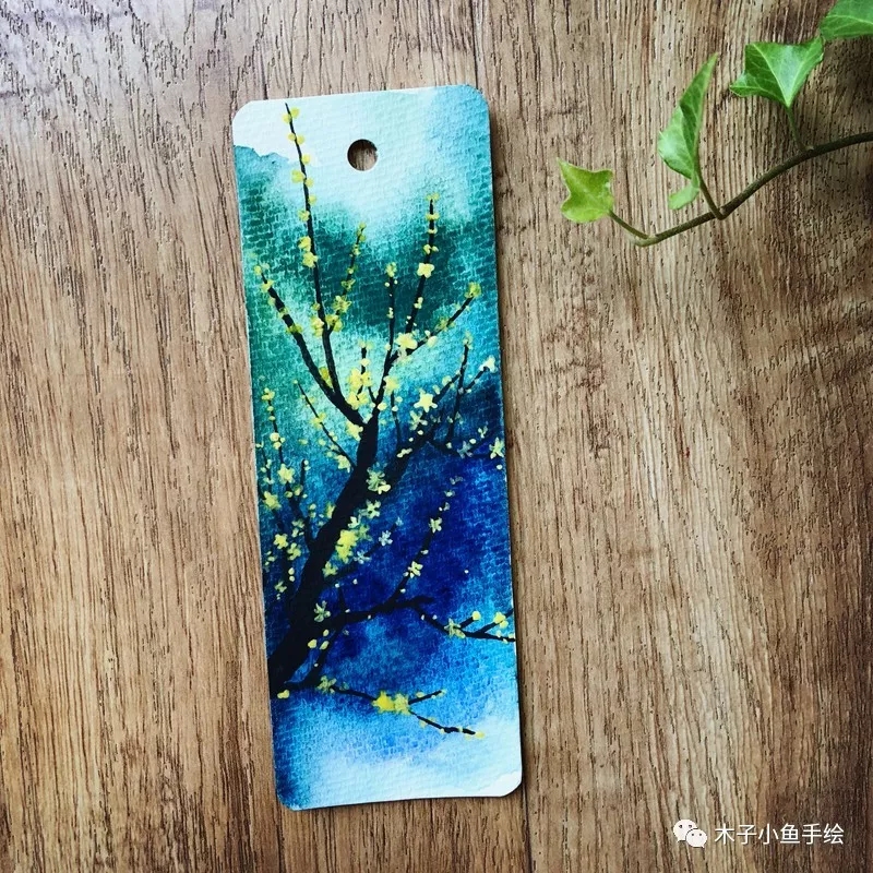 简易水彩画梅花教程,水彩画腊梅方法步骤