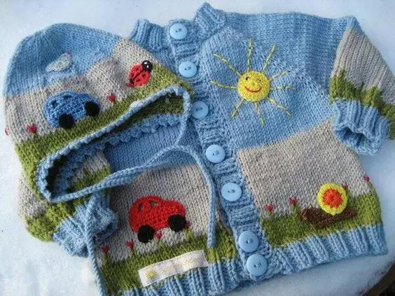 宝宝毛衣绣鱼图案,宝宝毛衣绣花朵图案