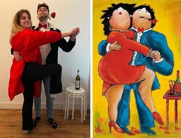 世界名画人物模仿搞笑,外国人恶搞画作