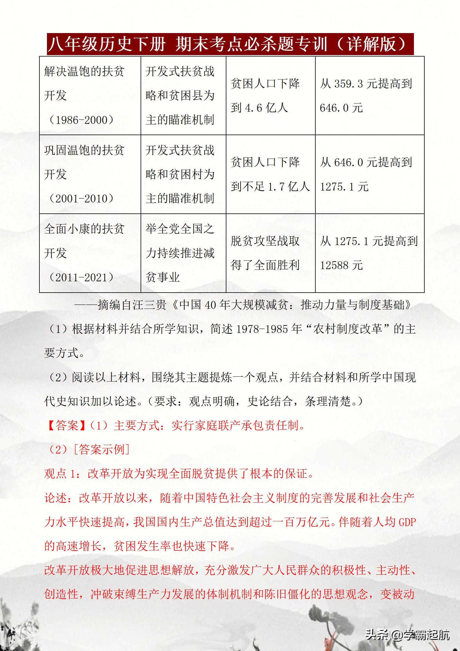 2023-2024八年级下册历史期末试卷,八年级下册历史填空默写高分突破
