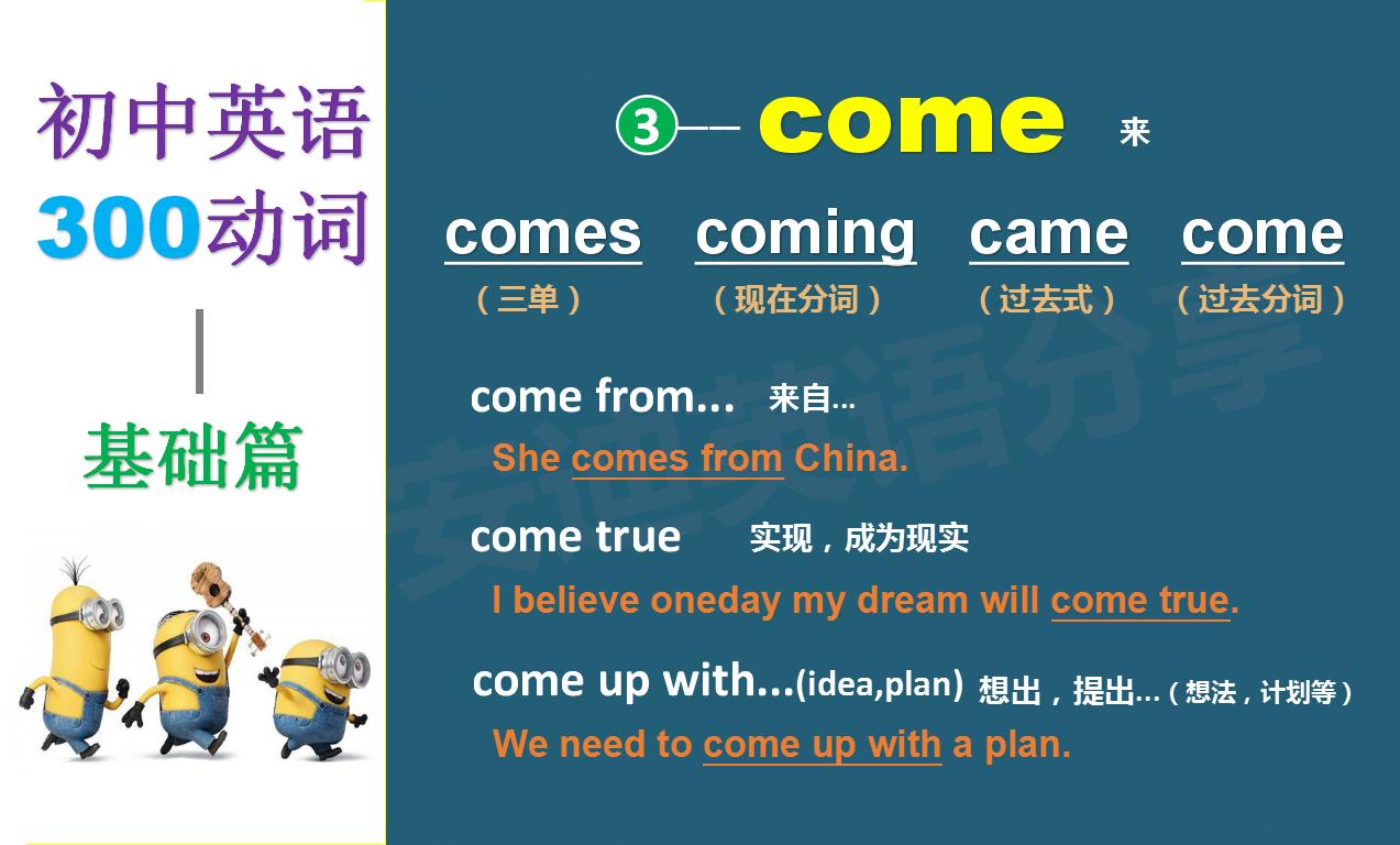 初中英语comefrom的讲解,8上英语动词用法