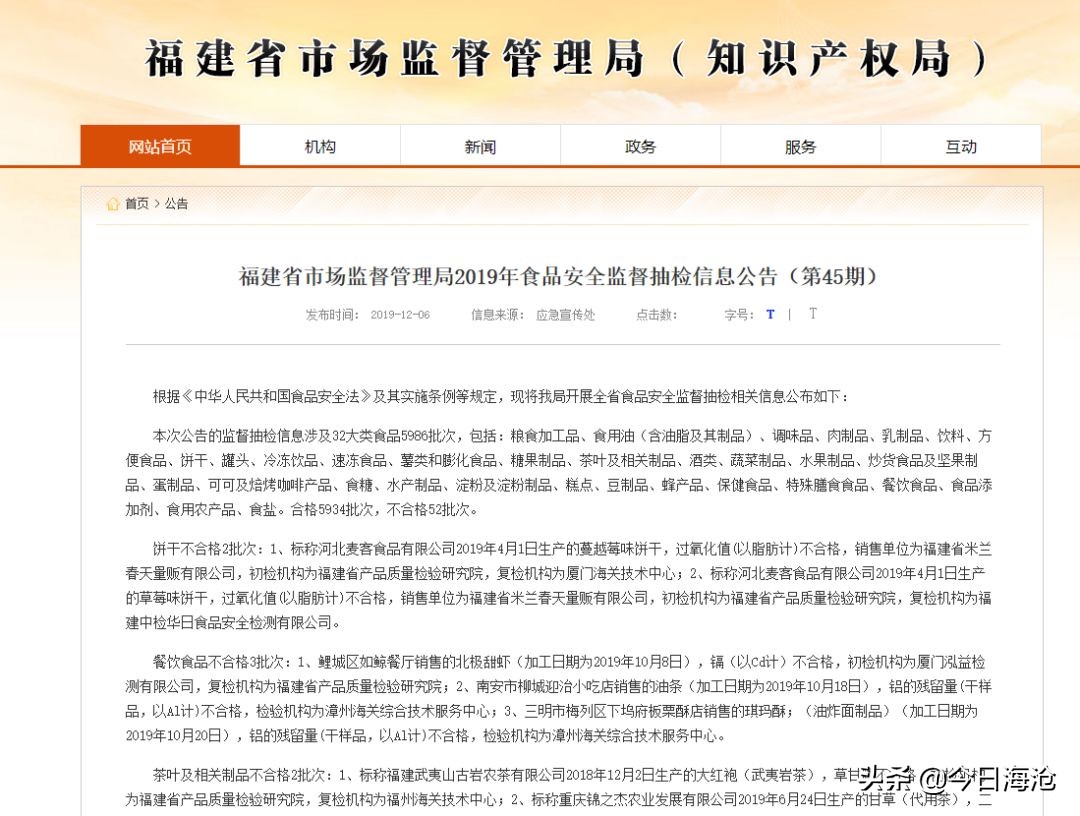曝光这些食品不合格涉及莆田,曝光福建这9批次食品被检不合格