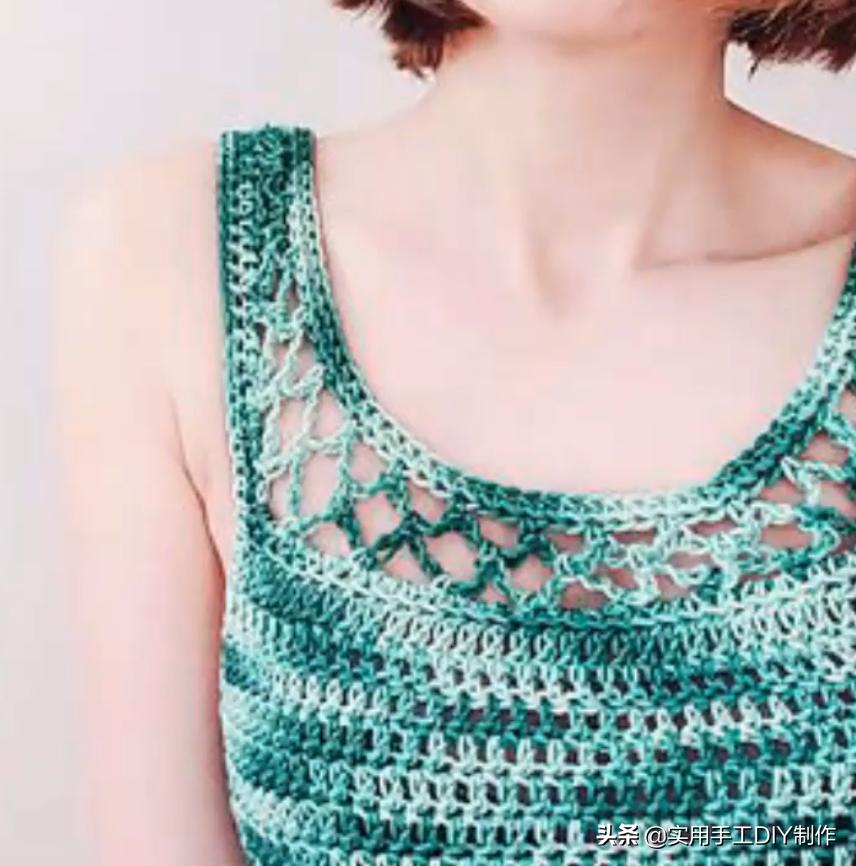 钩针蕾丝背心,针织背心手织花形图案