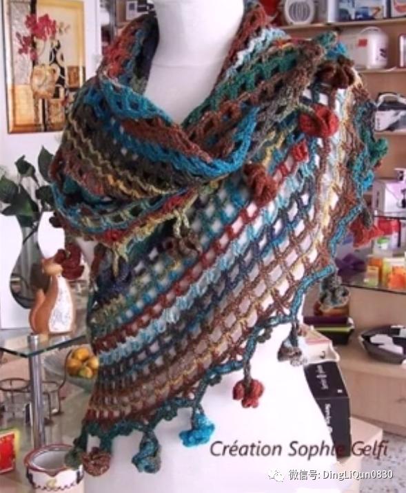 针织披肩作品,披肩花式围巾编织教程