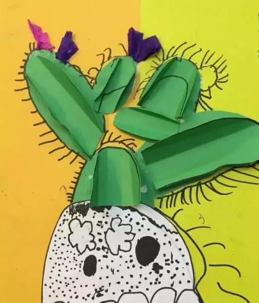 手工卡纸仙人掌盆栽幼儿园,仙人掌手工制作卡纸立体小学生